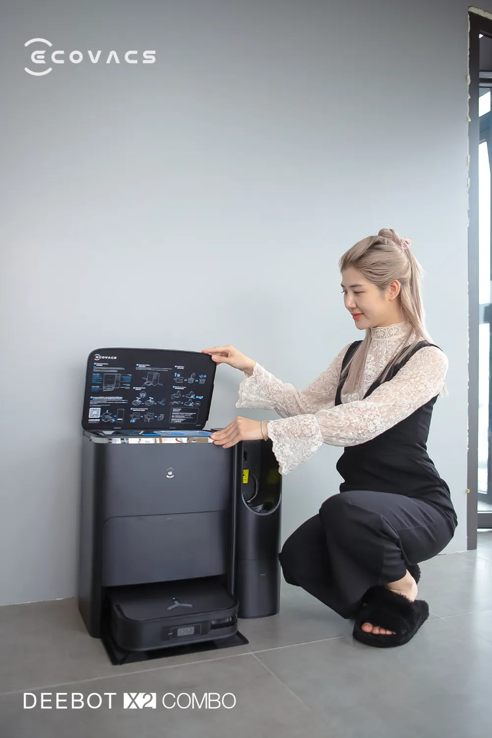 Robot hút bụi lau nhà và máy hút bụi cầm tay Ecovacs Deebot X2 Combo