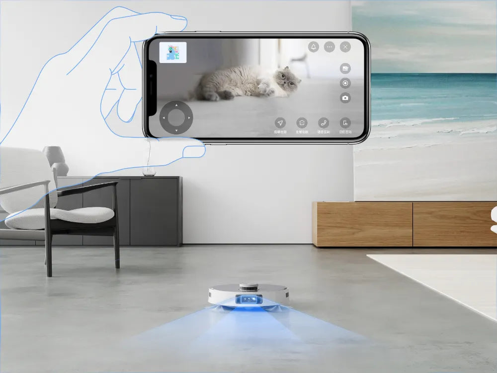 Robot hút bụi lau nhà Ecovacs Deebot X1 Omni kết nối với điện thoại thông minh