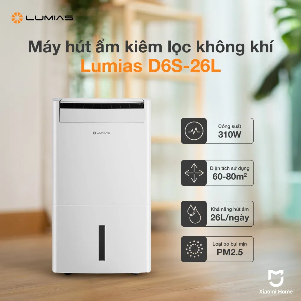 Máy hút ẩm kiêm lọc khí Lumias D6S-26L công suất 310W