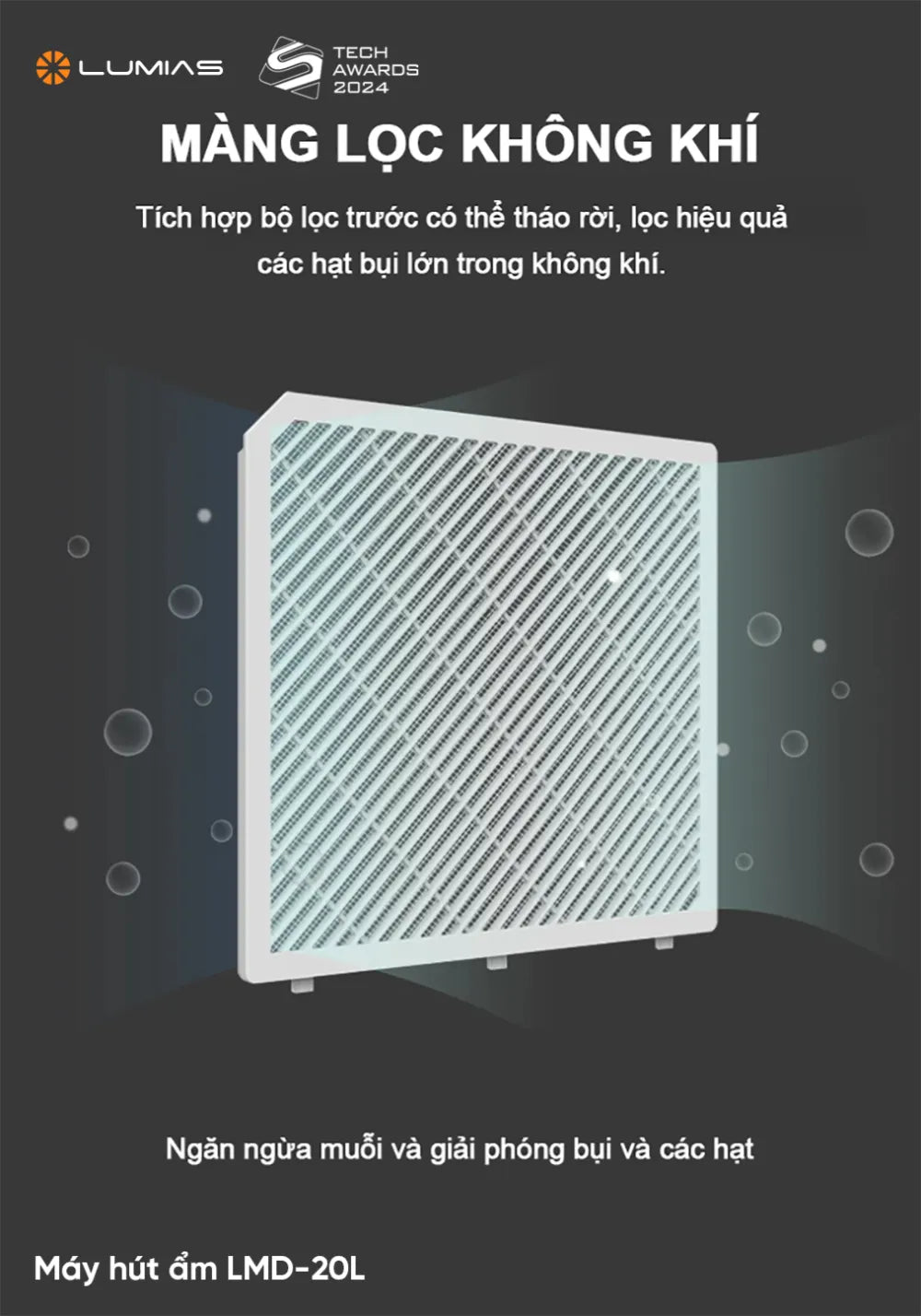 Máy hút ẩm Lumias LMD-20L màng lọc không khí