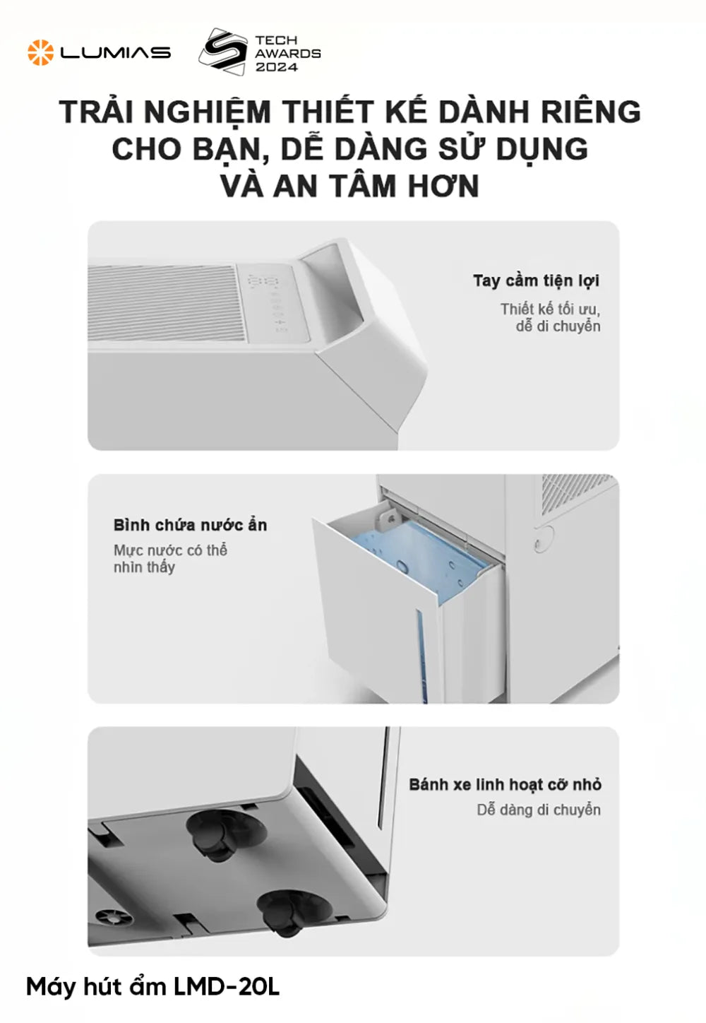Máy hút ẩm Lumias LMD-20L tiện lợi