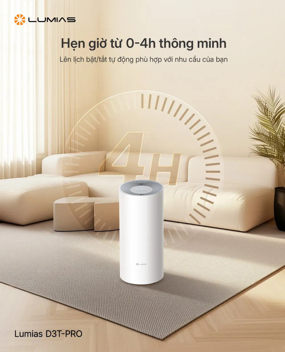 Máy hút ẩm Lumias D3T-Pro hẹn giờ thông minh