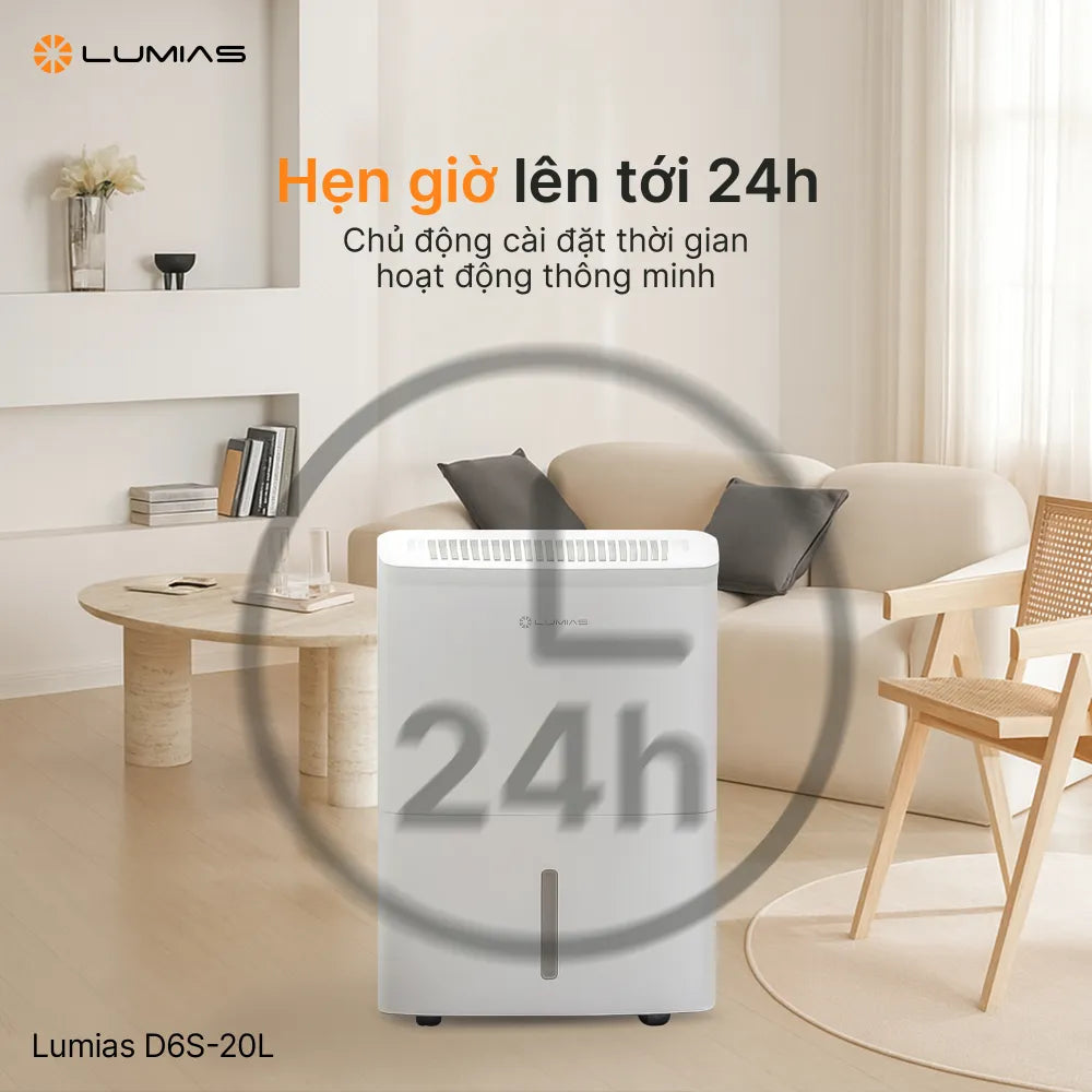 Máy hút ẩm Lumias D6S-20L - Hút ẩm 20 lít/ngày, phù hợp không gian 50m²