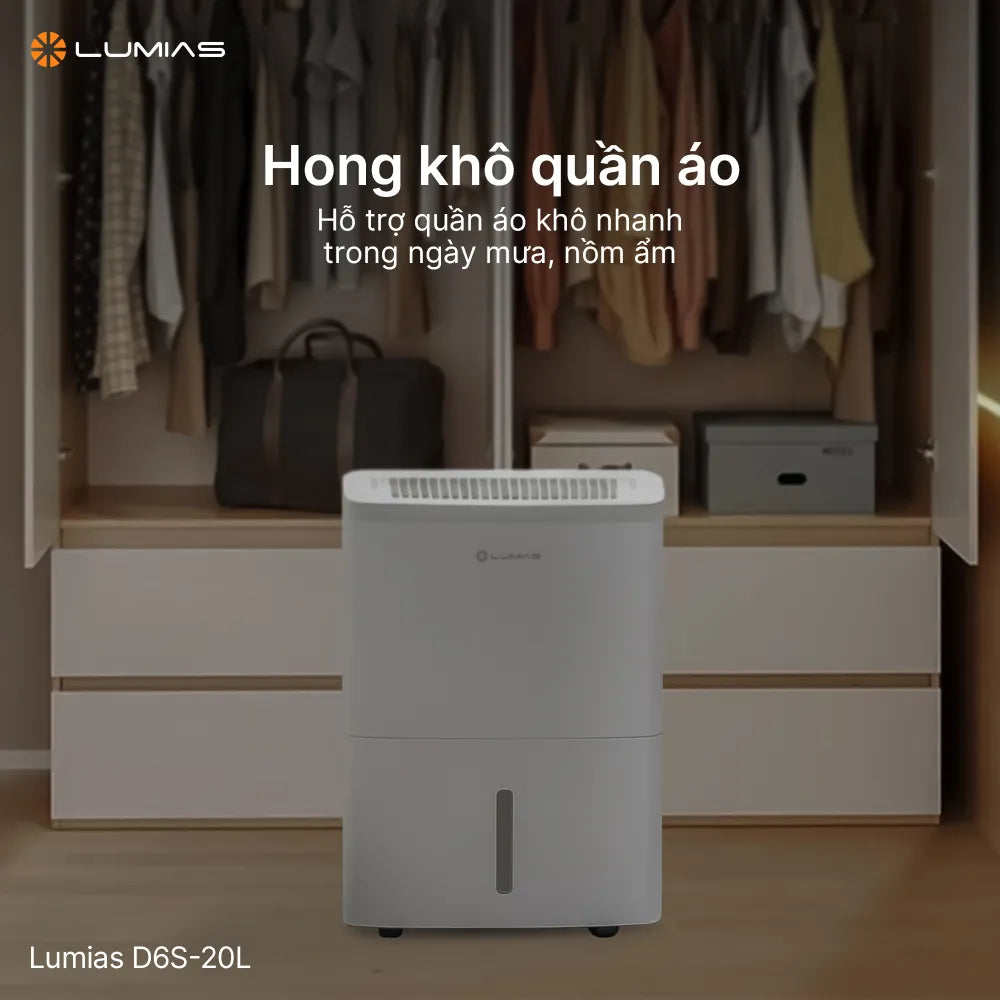 Máy hút ẩm Lumias D6S-20L - Hút ẩm 20 lít/ngày, phù hợp không gian 50m²