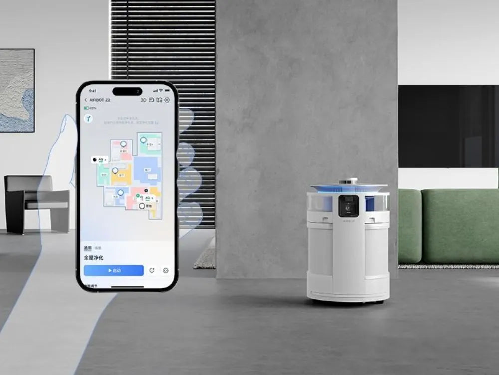 Robot lọc không khí Ecovacs AIRBOT Z2 Lọc không khí, kháng khuẩn, tạo ẩm, tỏa hương, tạo luồng gió