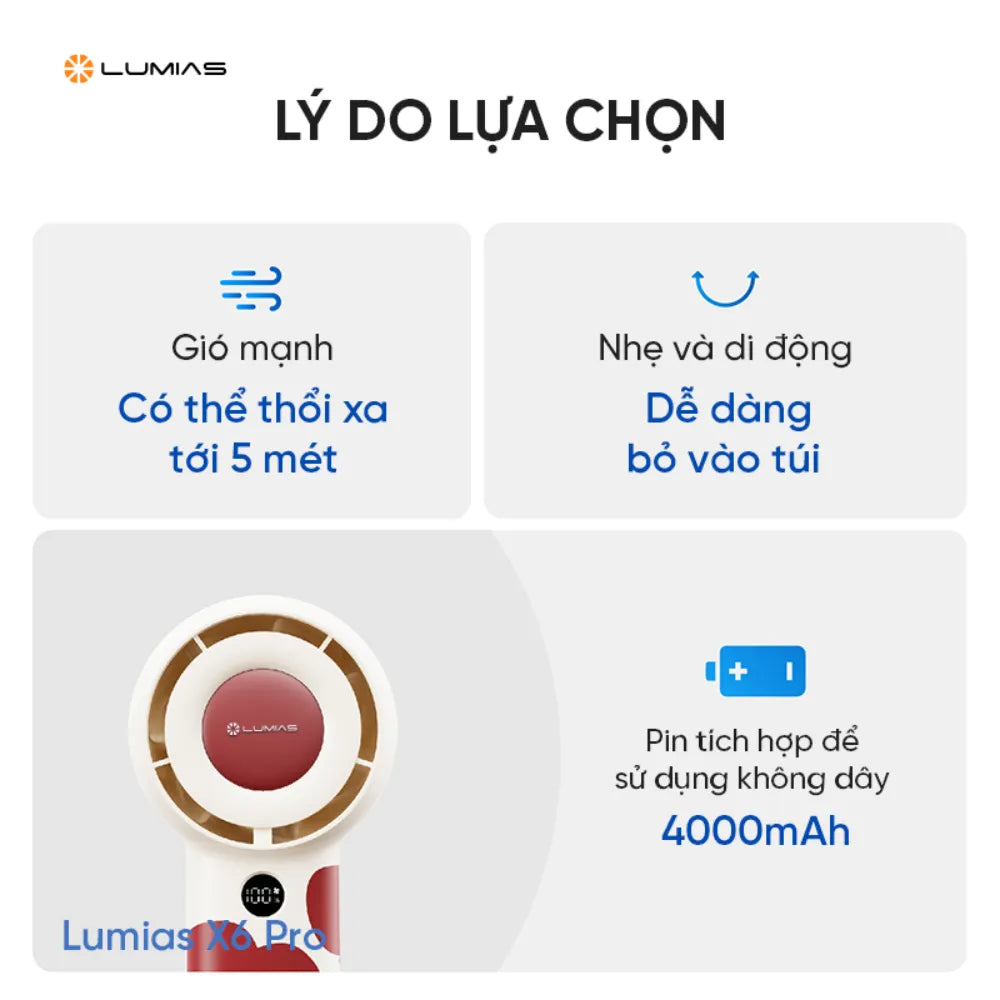 Quạt tích điện Lumias X6 Pro công suất 10W