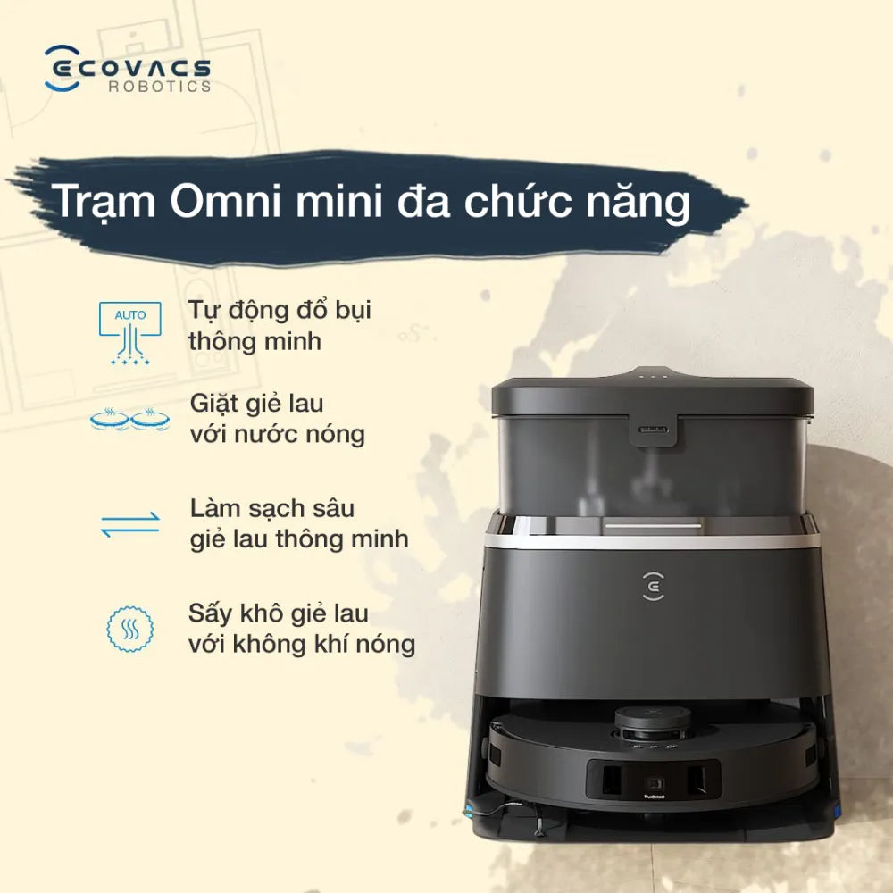 DEEBOT T30 Pro Omni giúp robot xử lý tốt hơn bụi, tóc, vết bẩn nhẹ và các khu vực mép cạnh thường bị bỏ sót.
