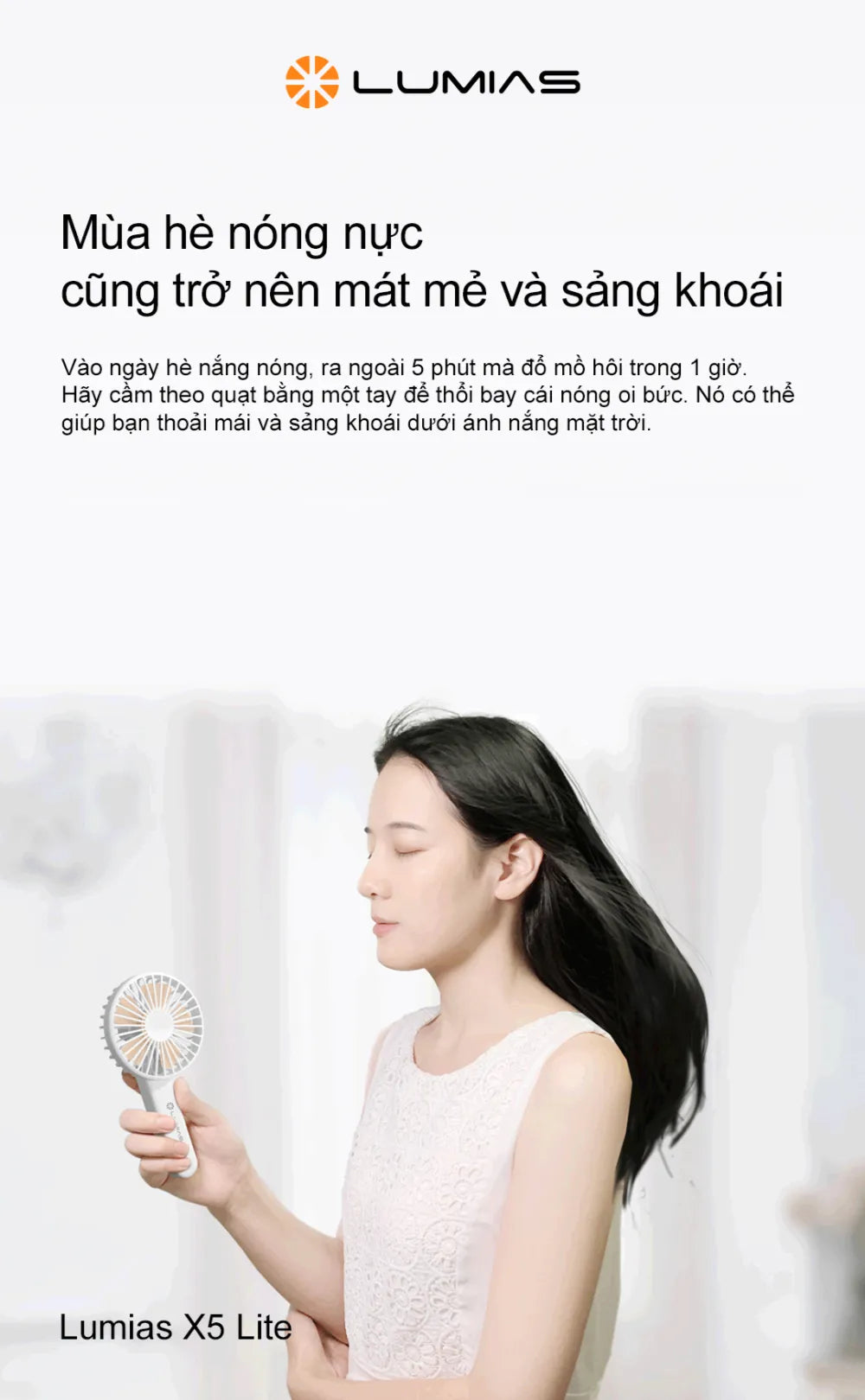Quạt cầm tay Lumias X5 Lite dùng 1.2-4.2 giờ
