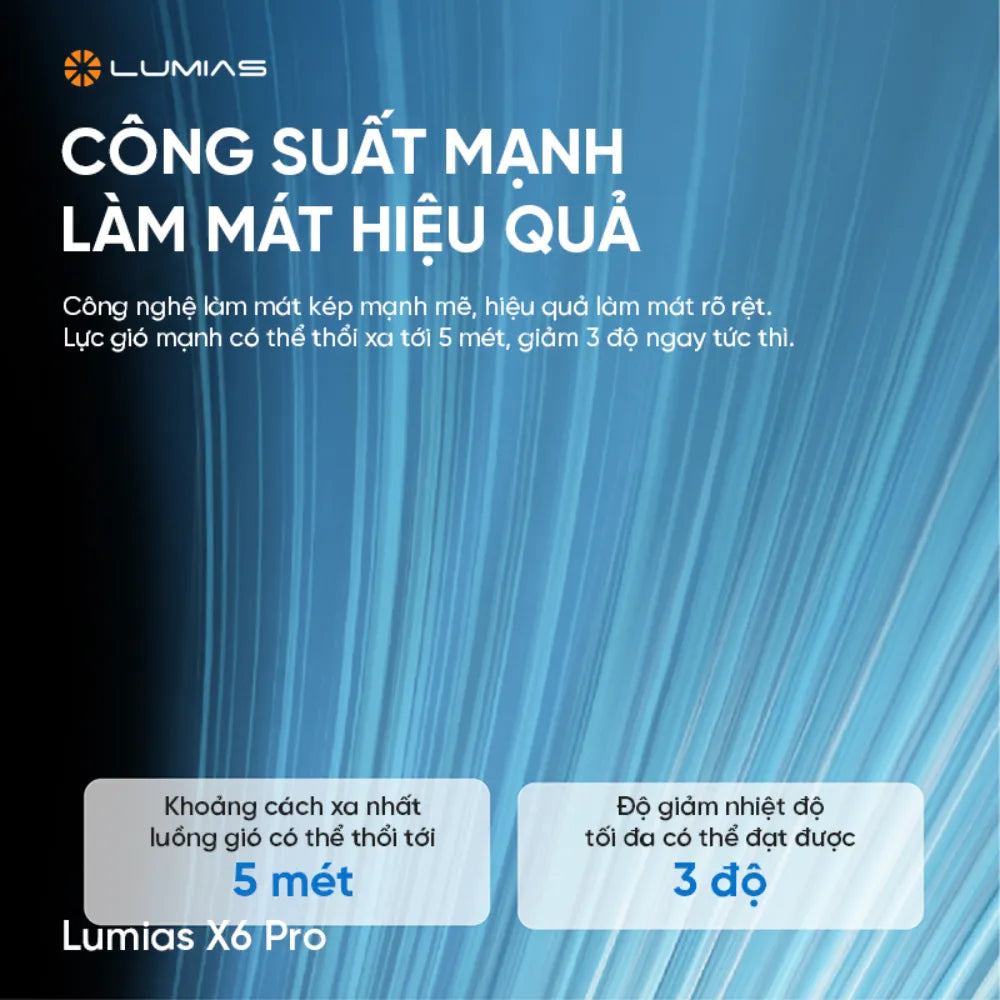 Quạt tích điện Lumias X6 Pro 5 cấp độ gió