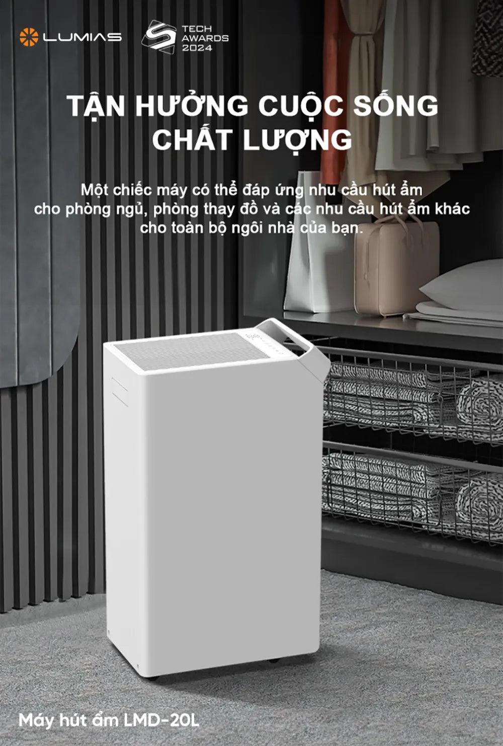 Máy hút ẩm Lumias LMD-20L hút ẩm cho phòng rộng 20-40m2