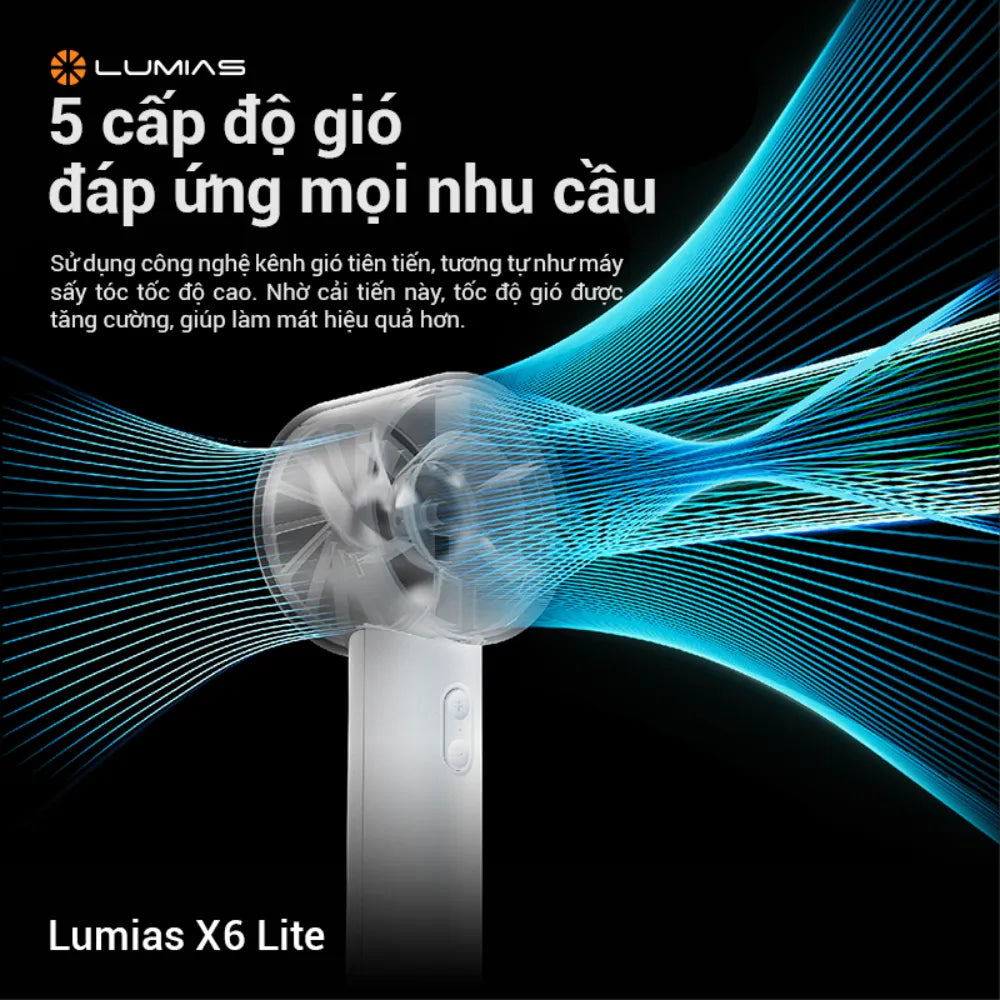 Quạt tích điện Lumias X6 Lite 5 cấp gió