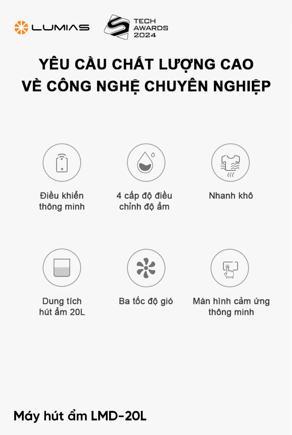 các tính năng Máy hút ẩm Lumias LMD-20L
