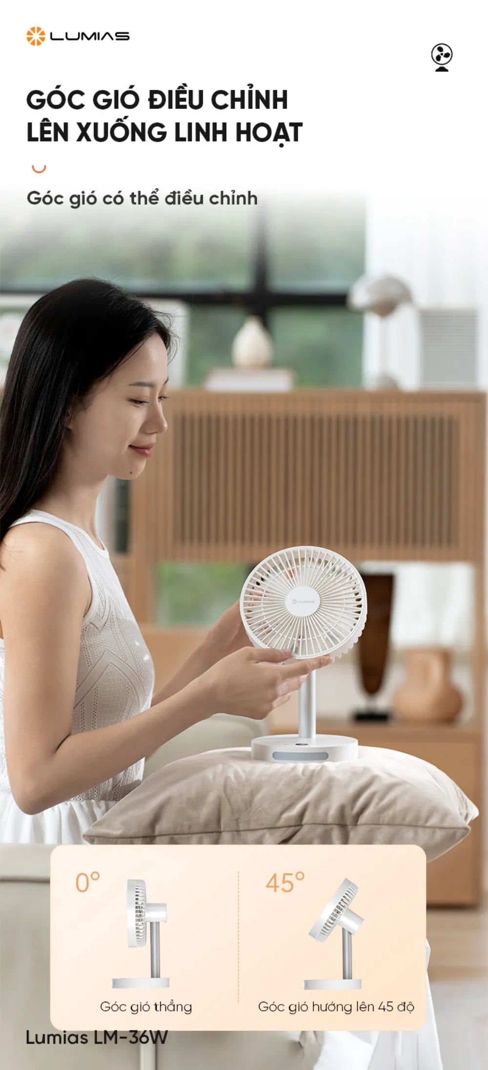 Quạt để bàn Lumias LM-36W 5 cấp gió