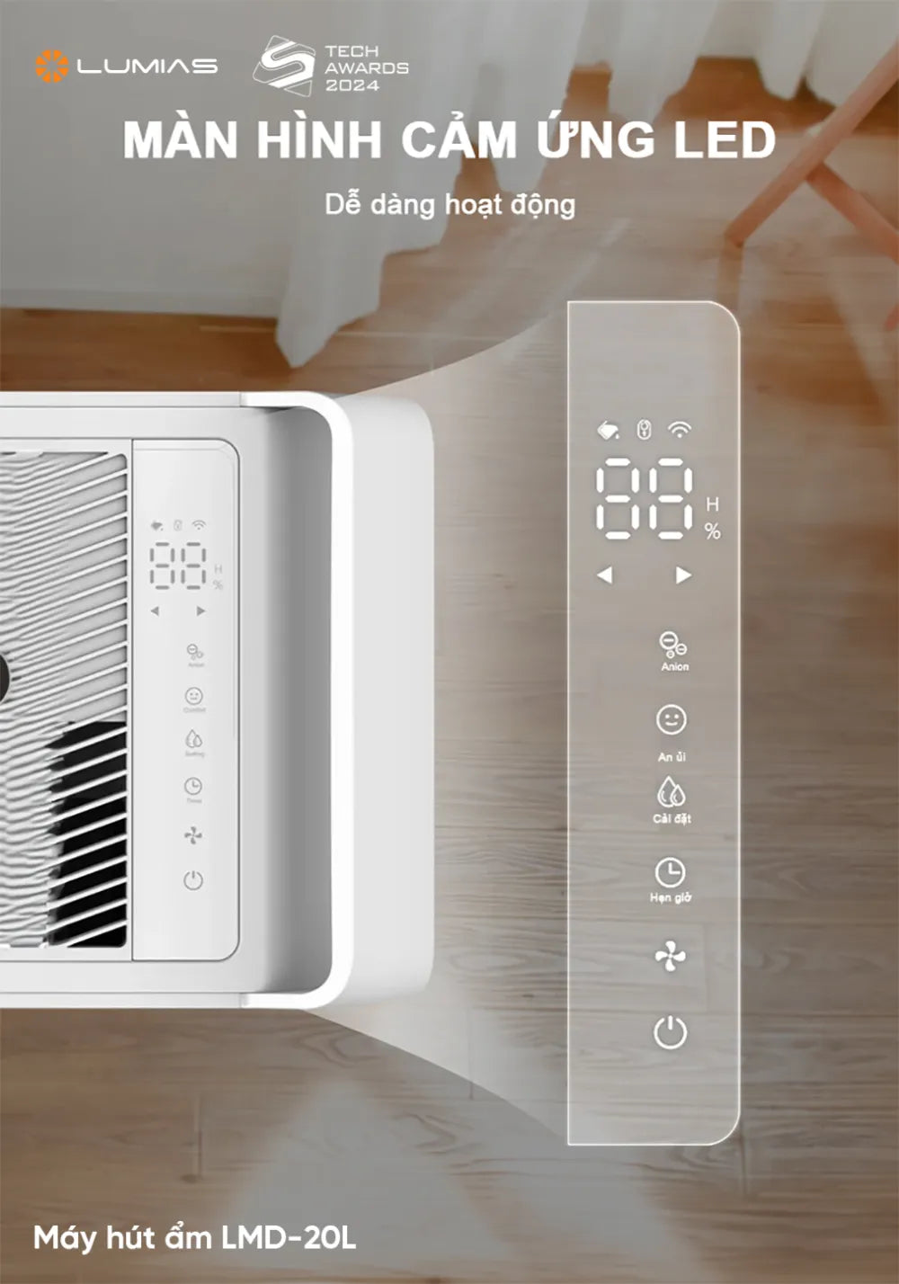 Máy hút ẩm Lumias LMD-20L màn hình cảm ứng LED