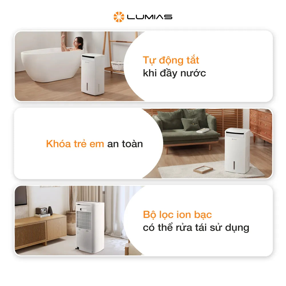 Máy hút ẩm kiêm lọc khí Lumias D6S-26L nhiều tính năng 