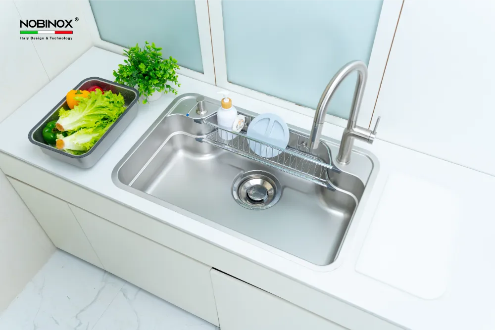 Chậu bếp Nobinox LIKEN NL790D  Chậu 1 hố rộng, dễ vệ sinh
