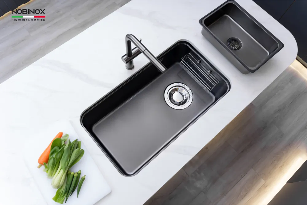 Chậu bếp MONO Stone đen VA206B inox 304