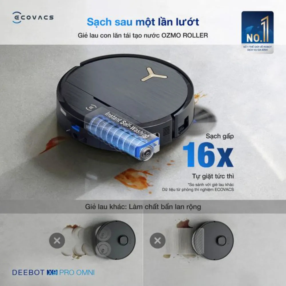 Robot hút bụi Ecovacs Deebot X9 Pro Omni lực hút 16.600 Pa