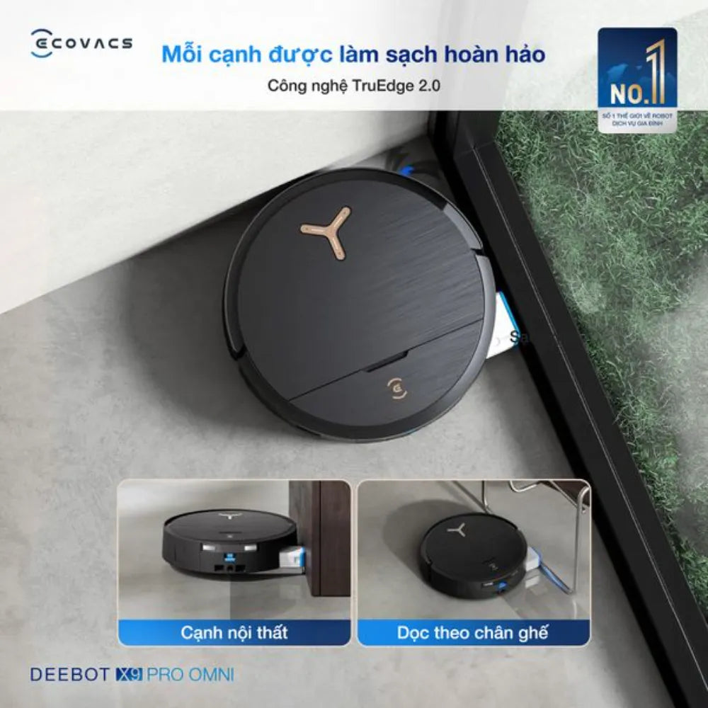 Robot hút bụi Ecovacs Deebot X9 Pro Omni lạm sạch được góc cạnh trong nhà