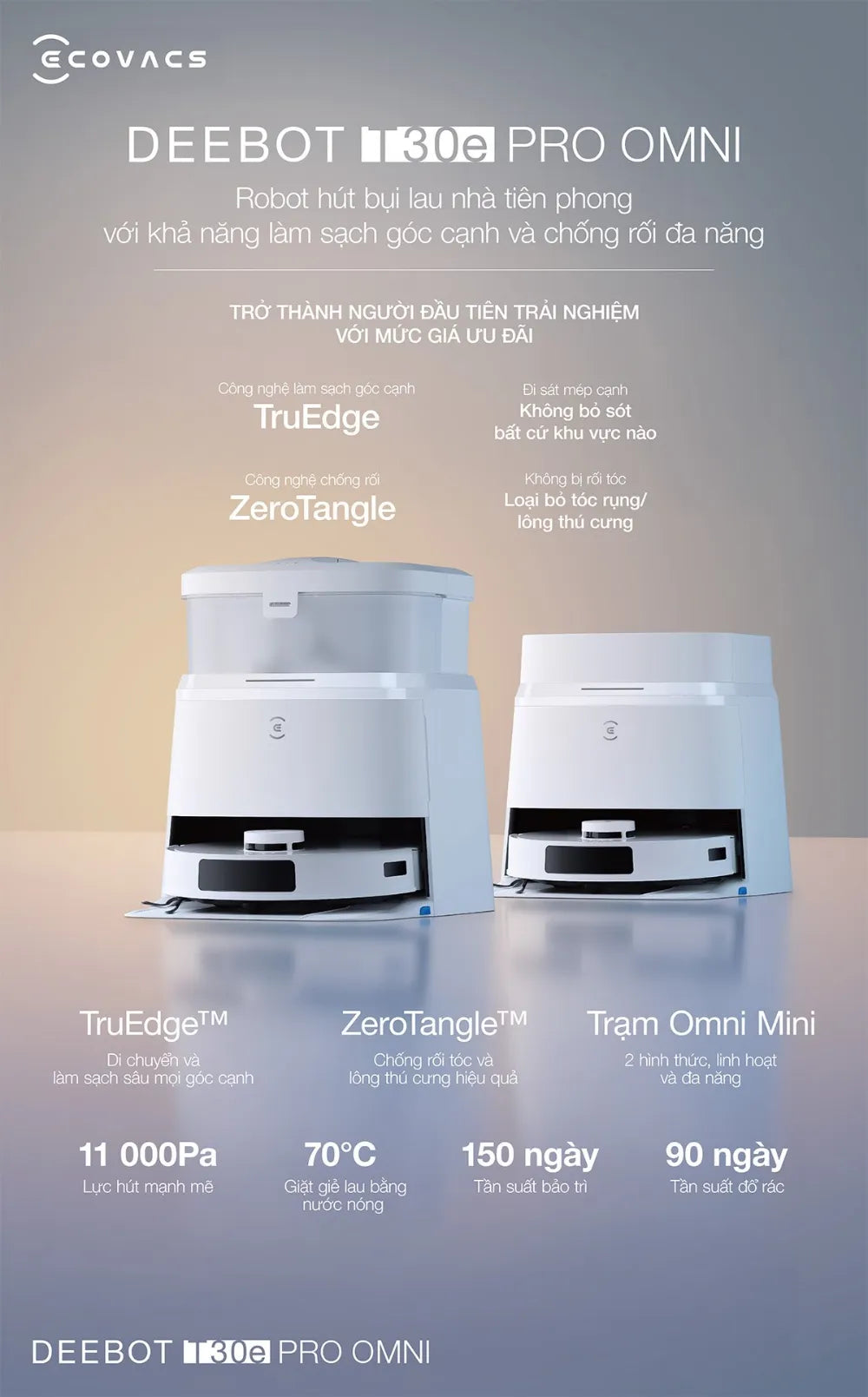 Tính năng Deebot T30e Pro Omni 
