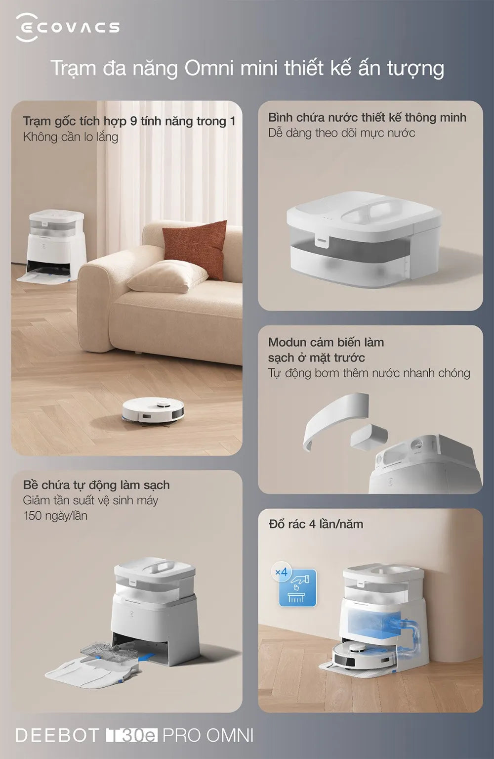 Deebot T30e Pro Omni công nghệ ZeroTangle chống rối tóc 