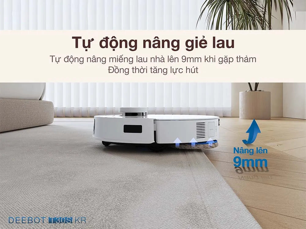 Robot hút bụi lau nhà Ecovacs Deebot T30S KR Tự động nâng giẻ lau 9mm