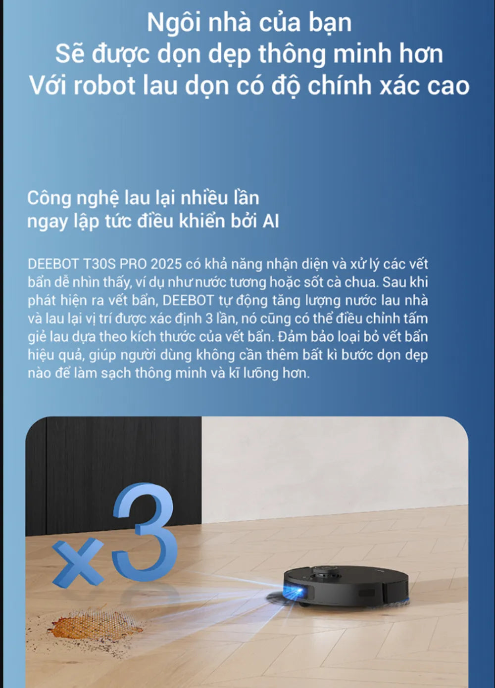 DEEBOT T30S PRO giúp robot làm sạch thông minh hơn