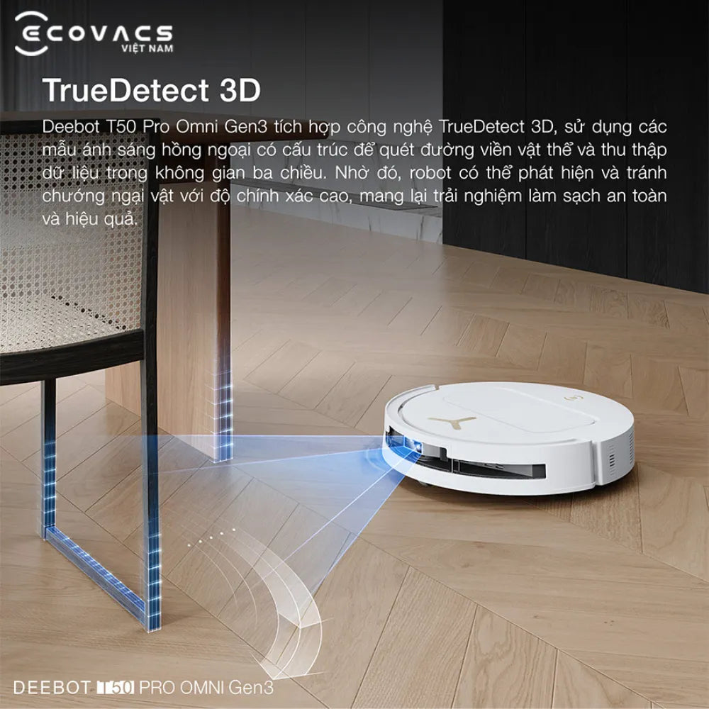 DEEBOT T50 PRO OMNI Gen3 làm sạch bằng ánh sáng hồng ngoại