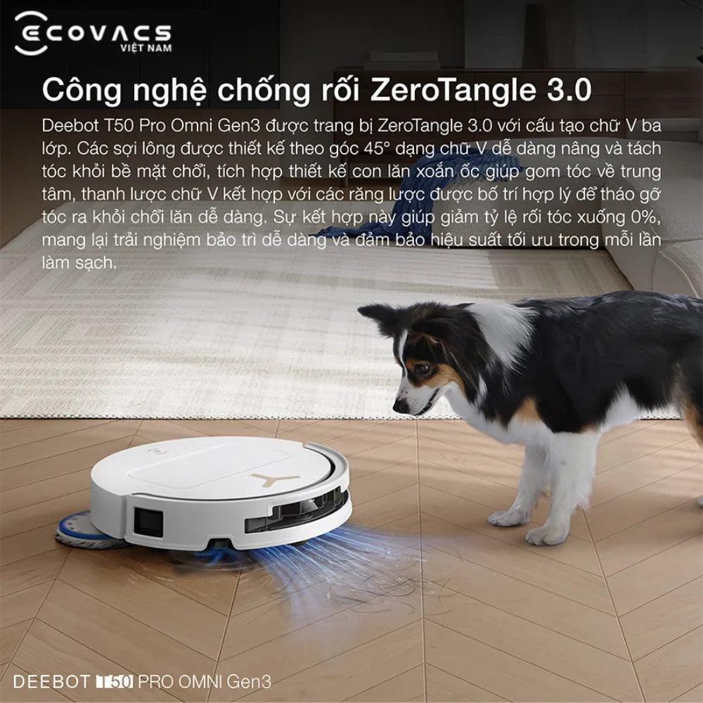 DEEBOT T50 PRO OMNI Gen3 công nghệ chống rối tóc 3.0
