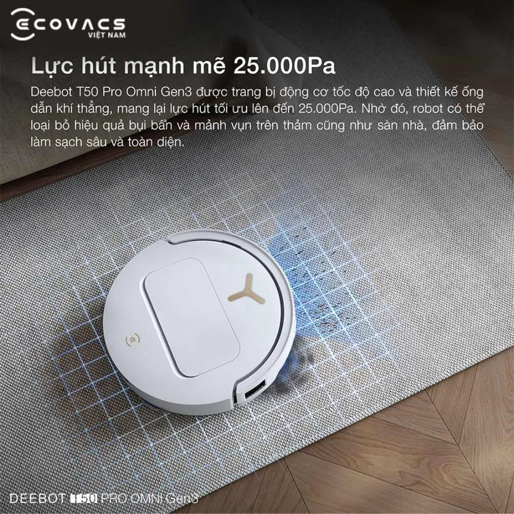 DEEBOT T50 PRO OMNI Gen3 lực hút mạnh mé 25.000Pa