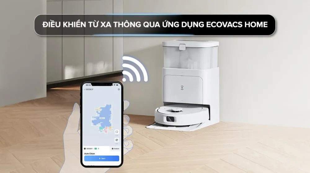 Robot hút bụi lau nhà Ecovacs Deebot N30 Pro Omni 2025 điều khiển từ xa qua ứng dụng 