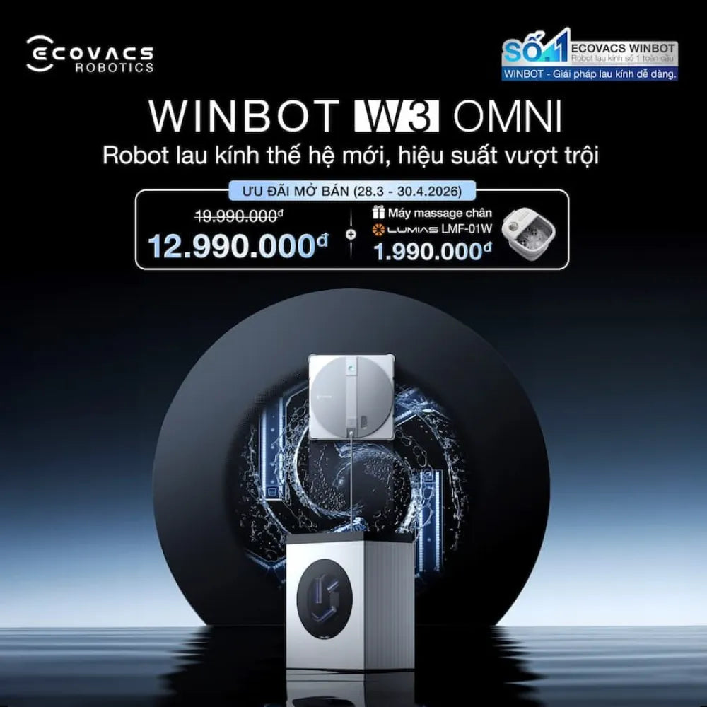 Robot lau kính Ecovacs WINBOT W3 OMNI  lực hút 10000Pa