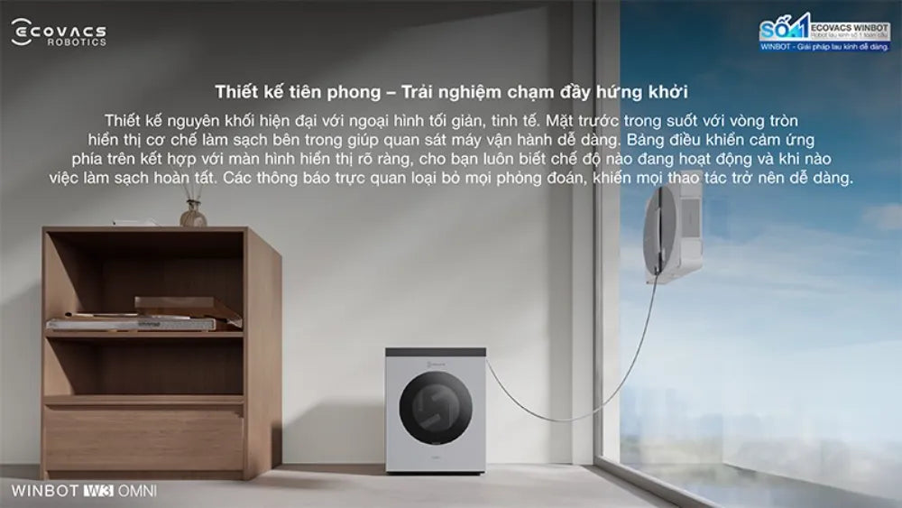Robot lau kính Ecovacs WINBOT W3 OMNI có Trạm tự giặt khăn lau