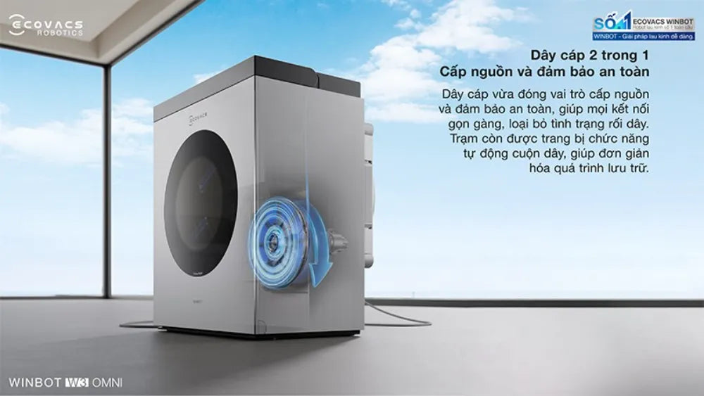 Robot lau kính WINBOT W3 OMNI | Trạm tự giặt khăn lau, lực hút 10000Pa