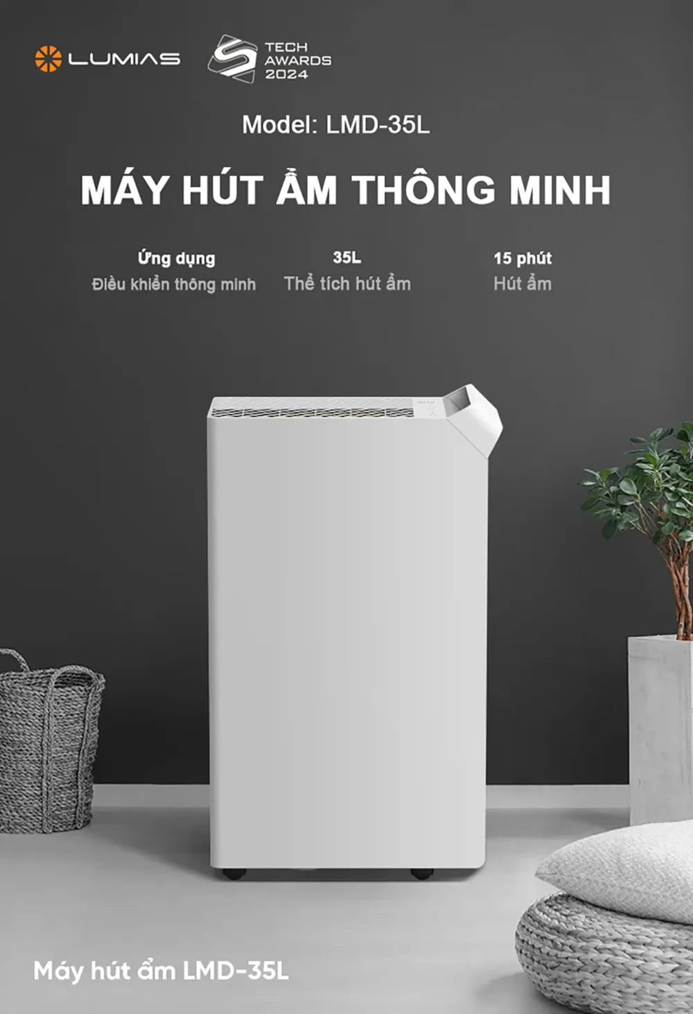 Máy hút ẩm Lumias LMD-35Lthông minh