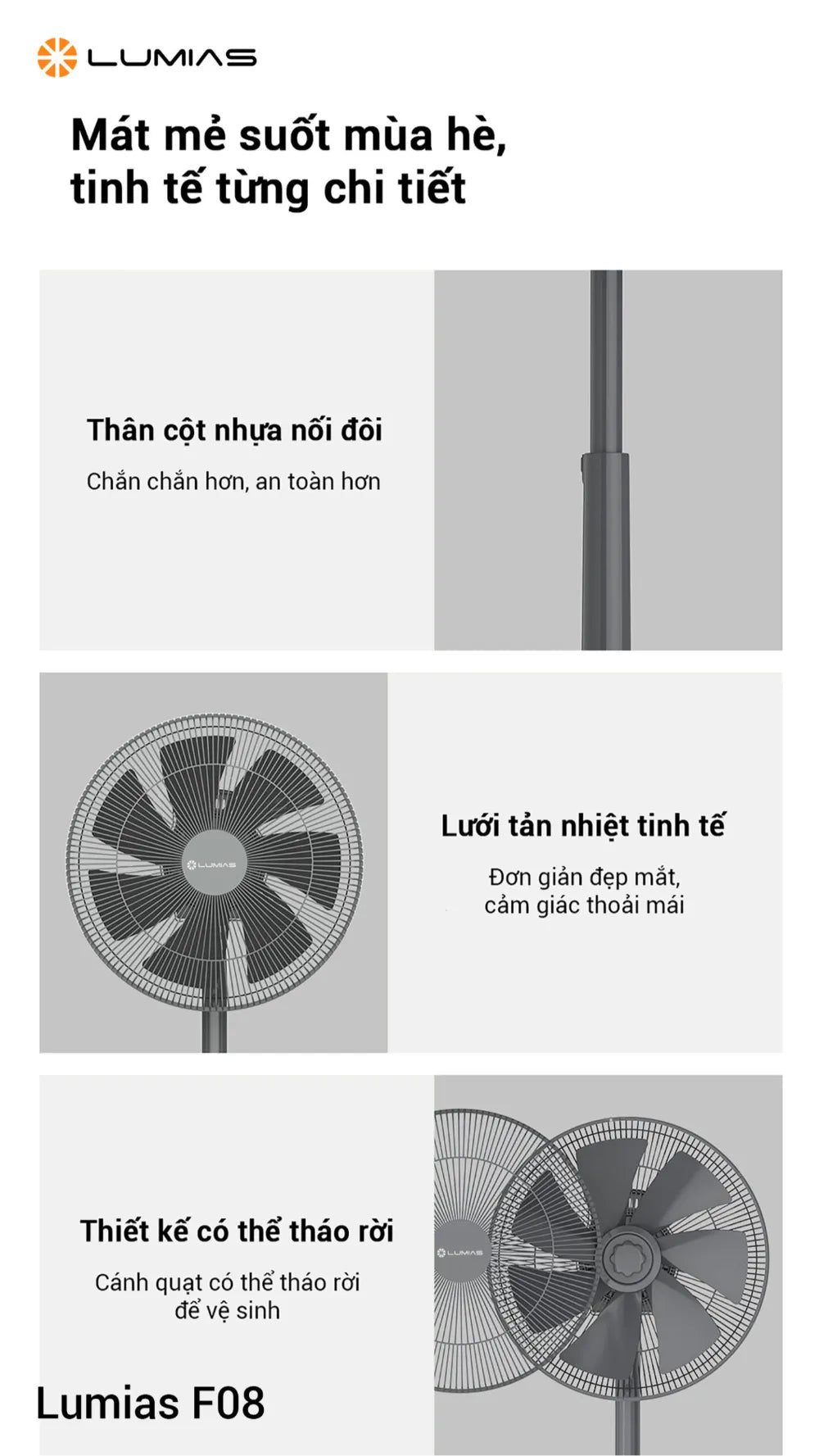 Quạt điện biến tần Lumias F08 thiết kế tinh tế