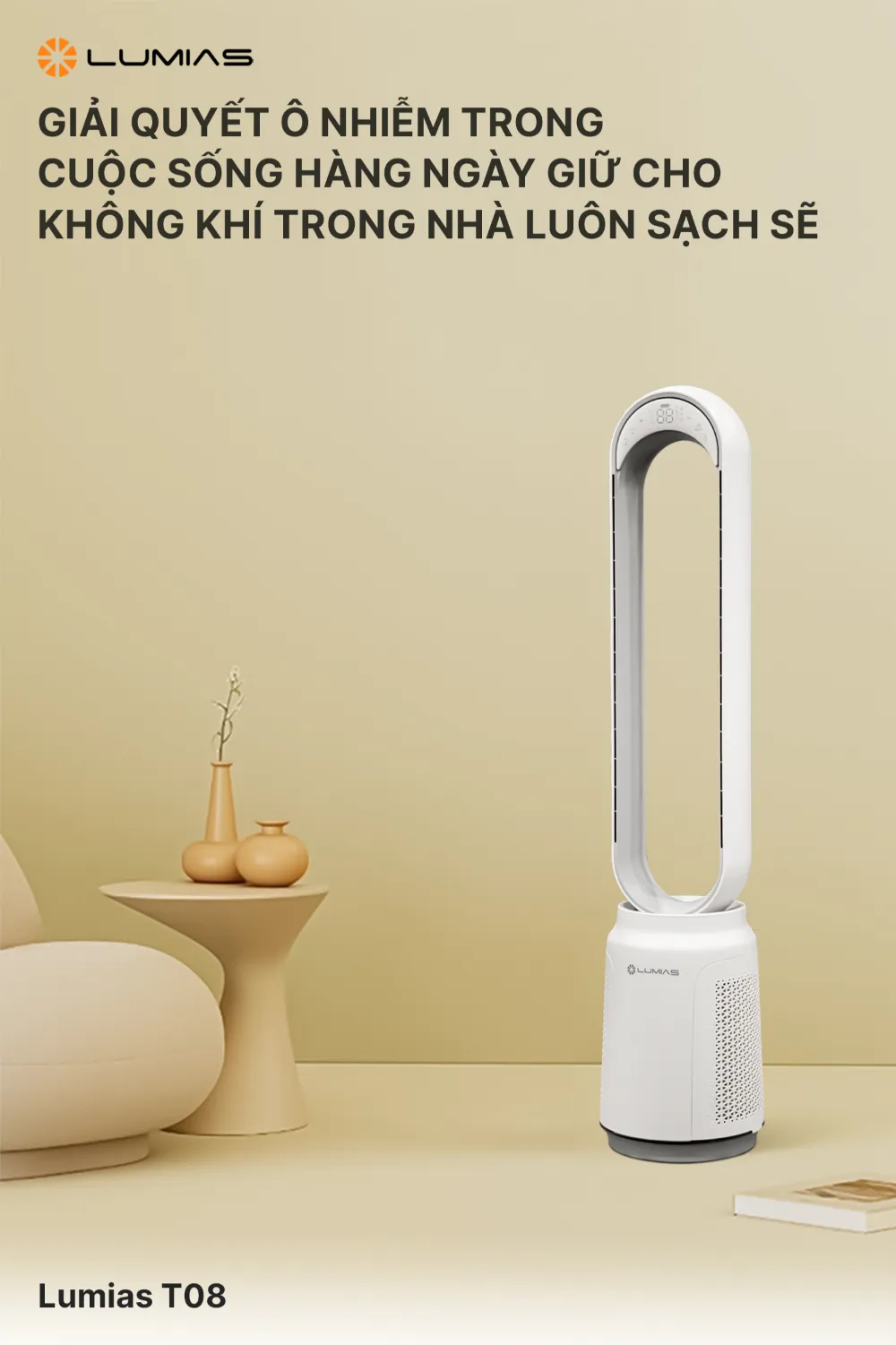 Quạt không cánh Lumias T08 có 3 chế độ gió