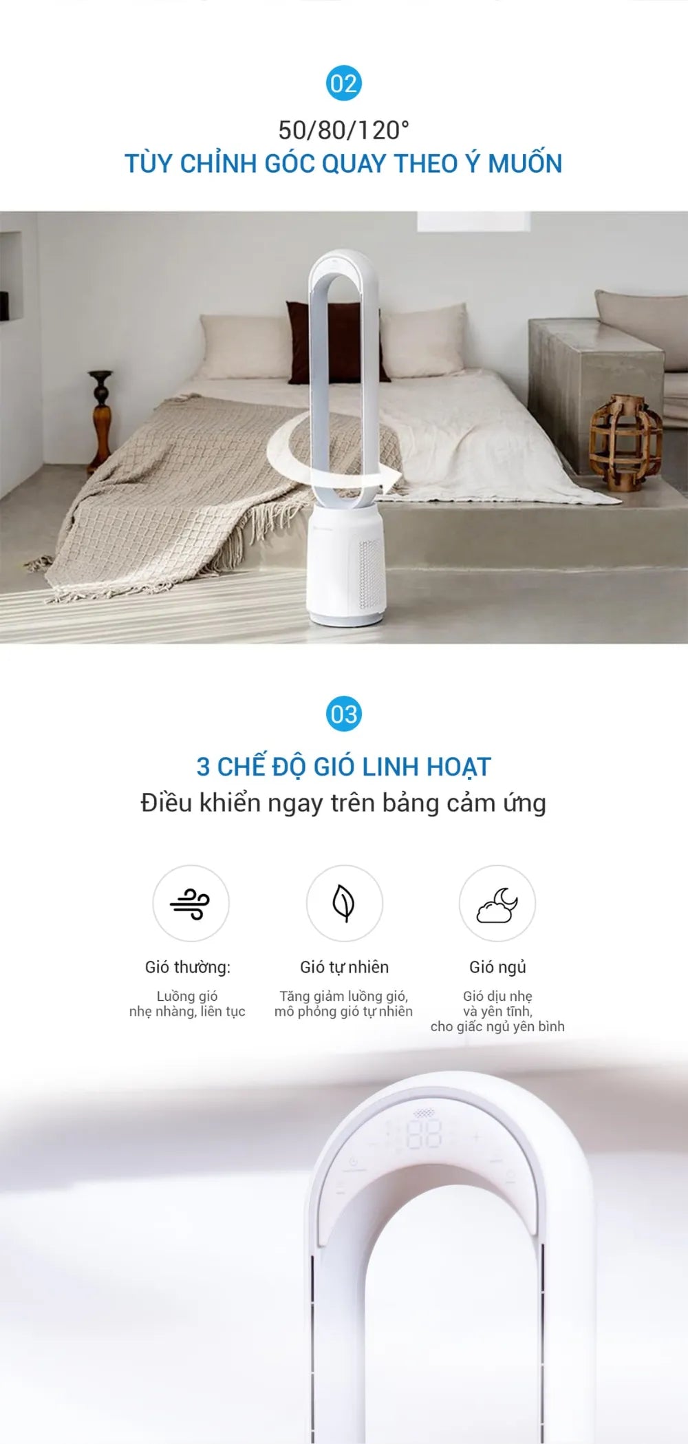 Quạt không cánh Lumias T08 Pro có3 chế độ linh hoạt