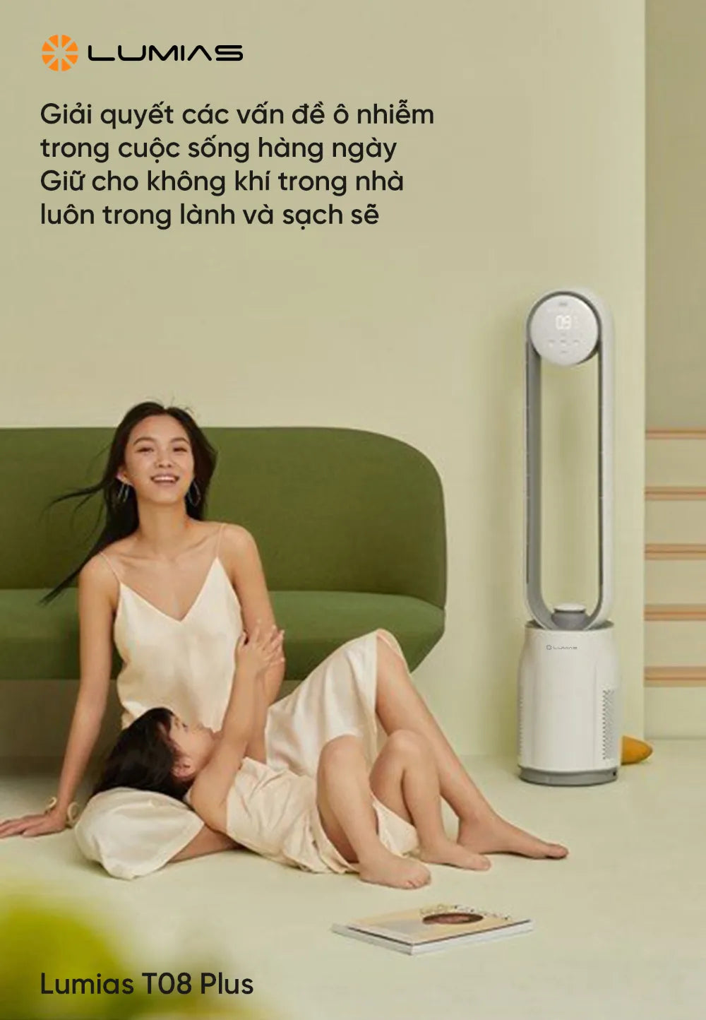  Quạt không cánh Lumias T08 Plus có lọc HEPA 360 độ, ion âm