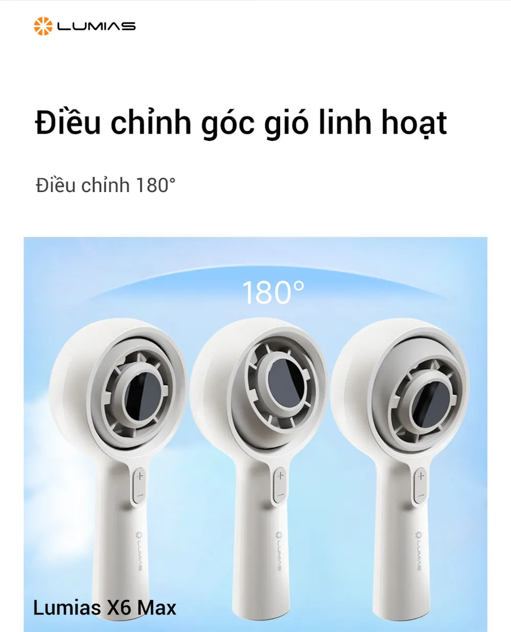 Quạt cầm tay mini Lumias X6 Max 100 tốc độ gió