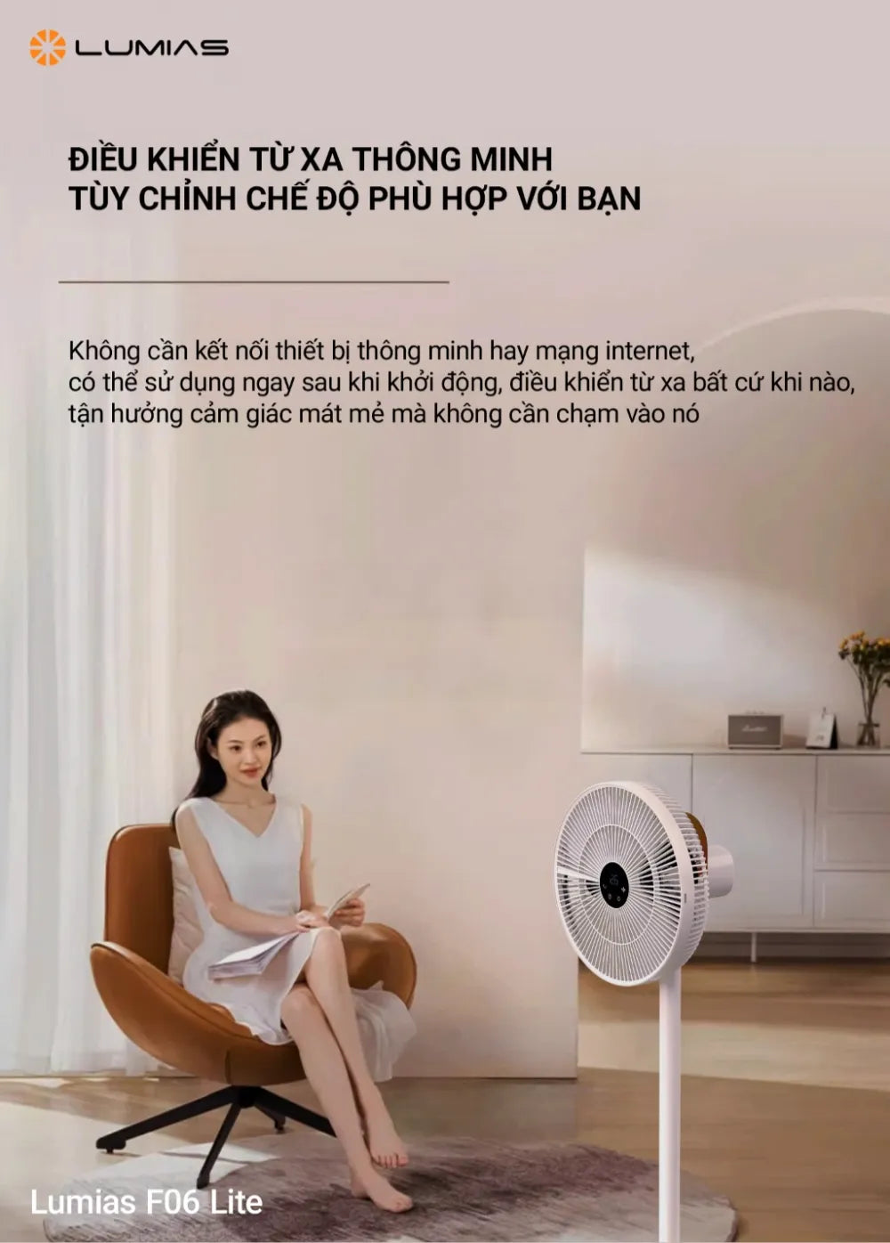 Quạt đứng có thể gấp gọn Lumias F06 Lite điều khiển từ xa
