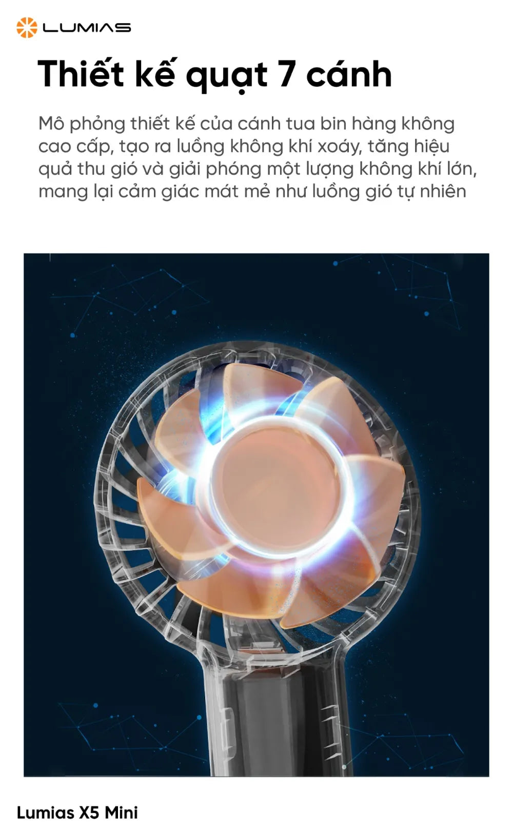 Quạt cầm tay Lumias X5 mini sạc Type-C