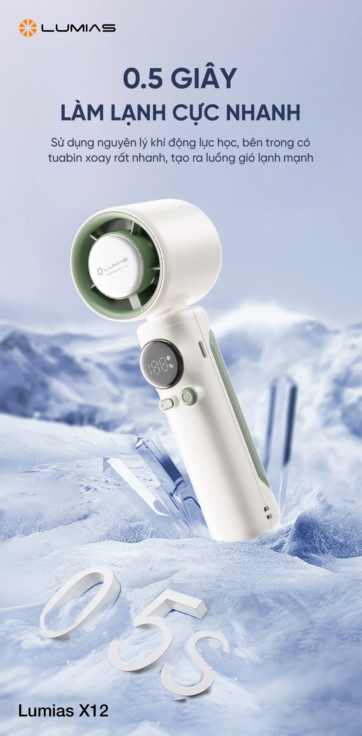  Quạt cầm tay Lumias X12 độ ồn 20dB