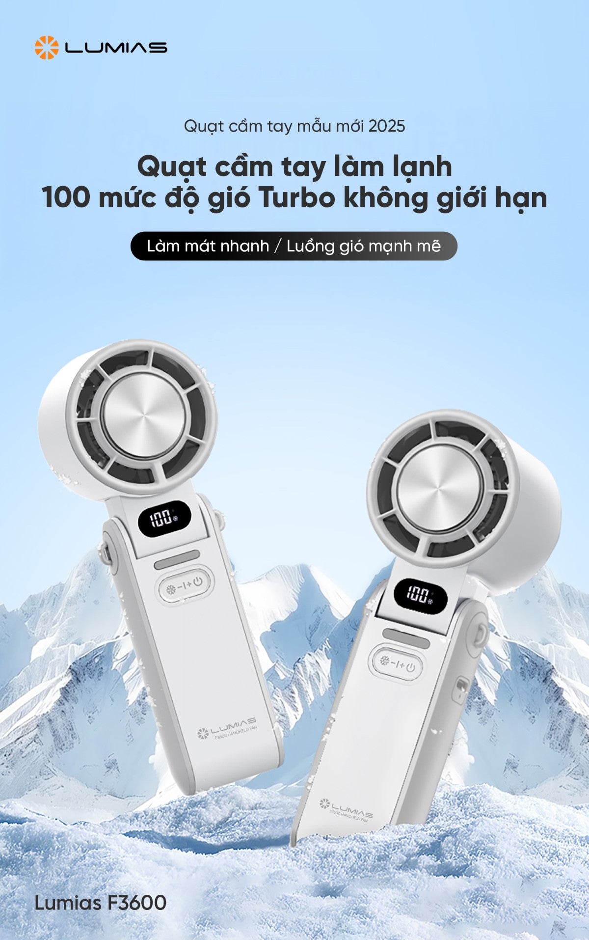  Quạt cầm tay mini có chế độ làm lạnh Lumias F3600
