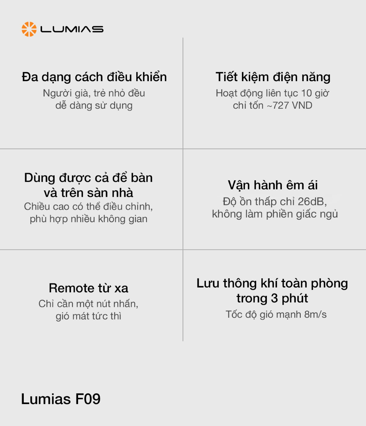 Quạt cây Lumias F09 xoay 360°