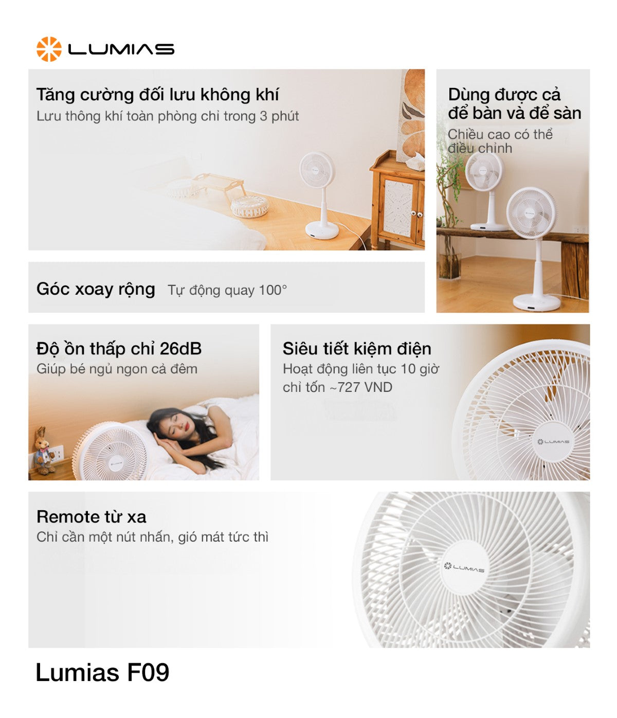 Quạt cây Lumias F09 là mẫu quạt đứng