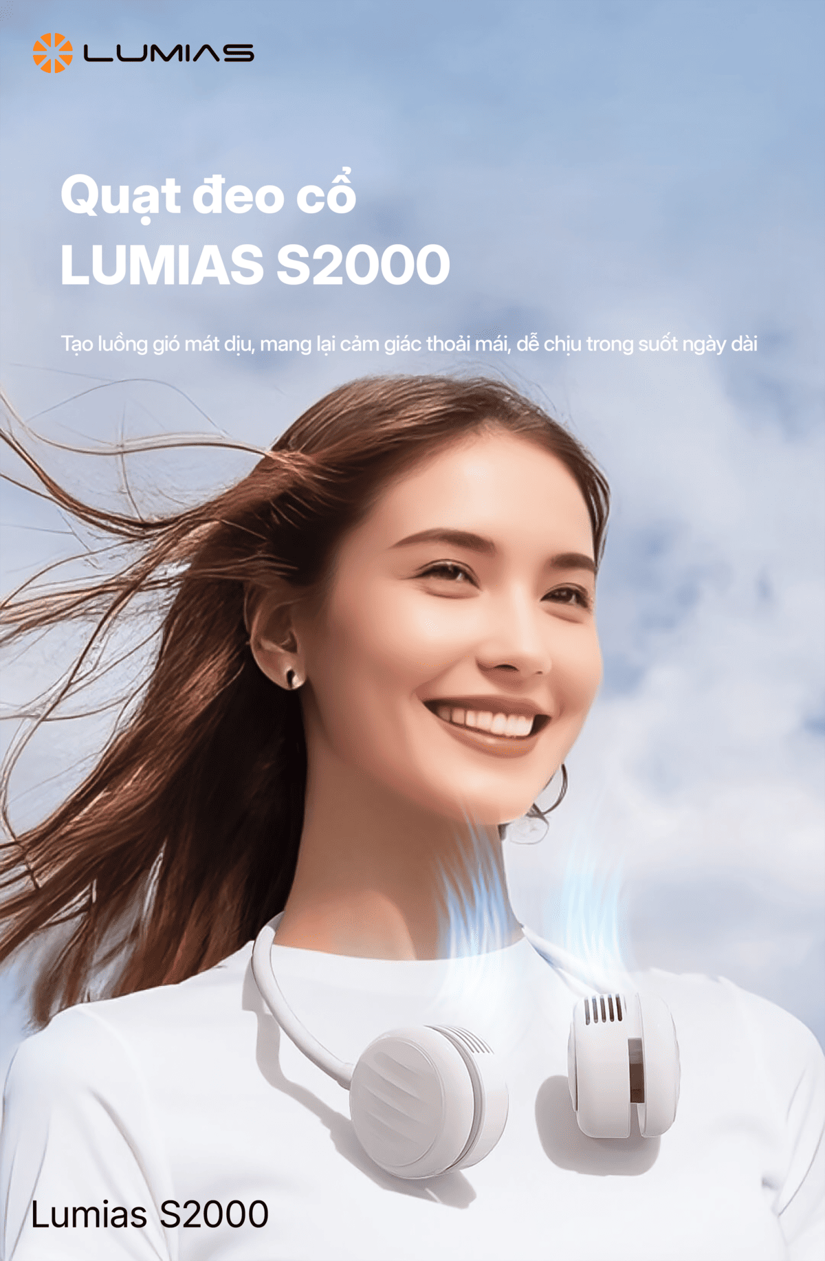 Quạt đeo cổ Lumias S2000 có pin 2000mAh