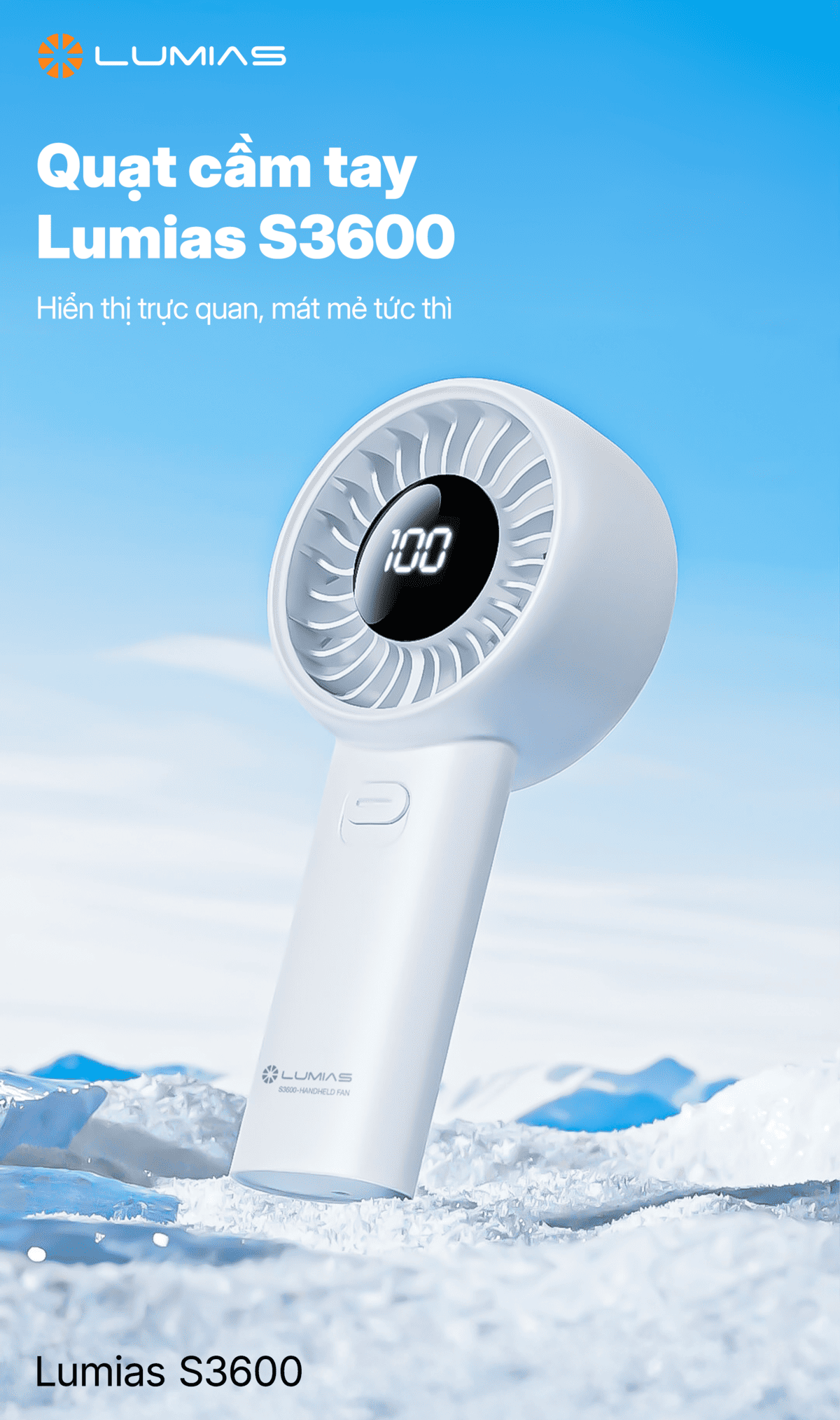  Quạt cầm tay Lumias S3600 có pin 3600mAh