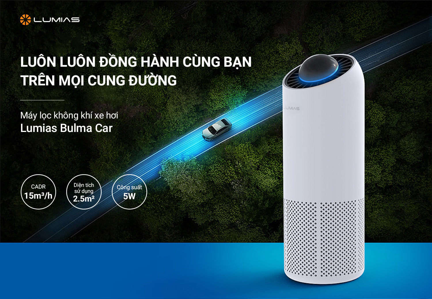 Máy lọc không khí ô tô Lumias Bulma Car có hiển thị chất lượng không khí 