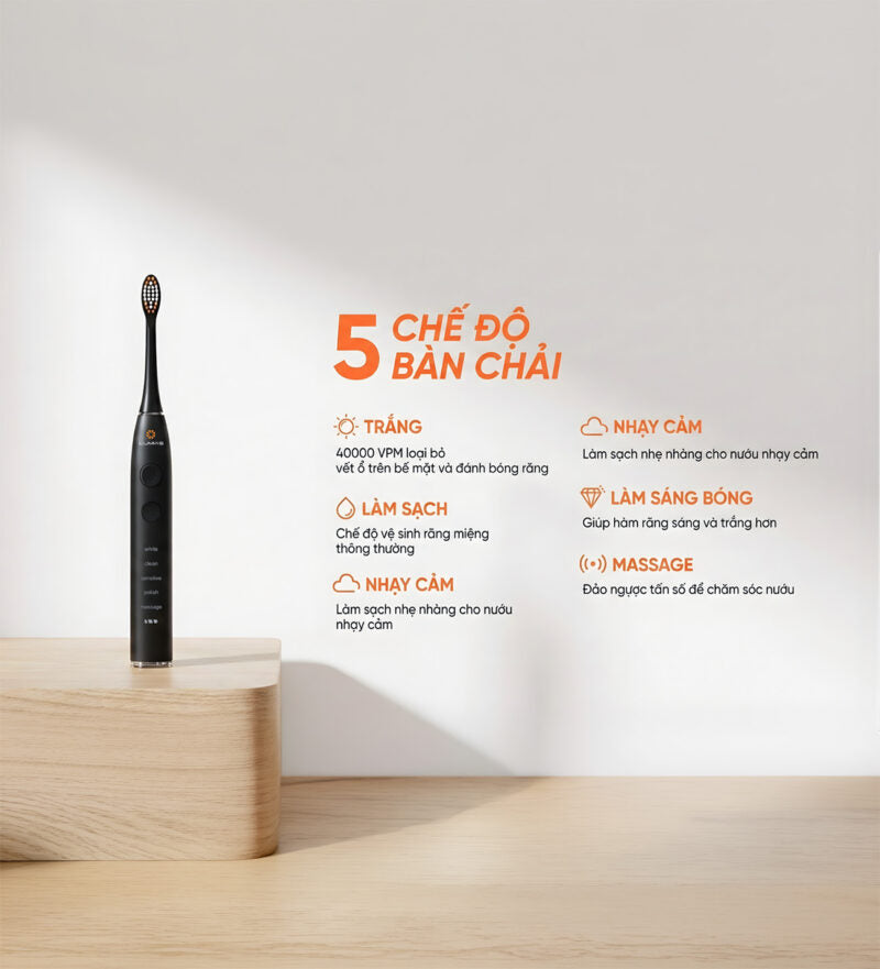 Bàn chải đánh răng điện SET-900 5 chế độ chải